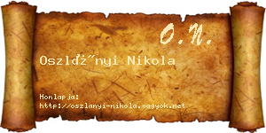 Oszlányi Nikola névjegykártya
